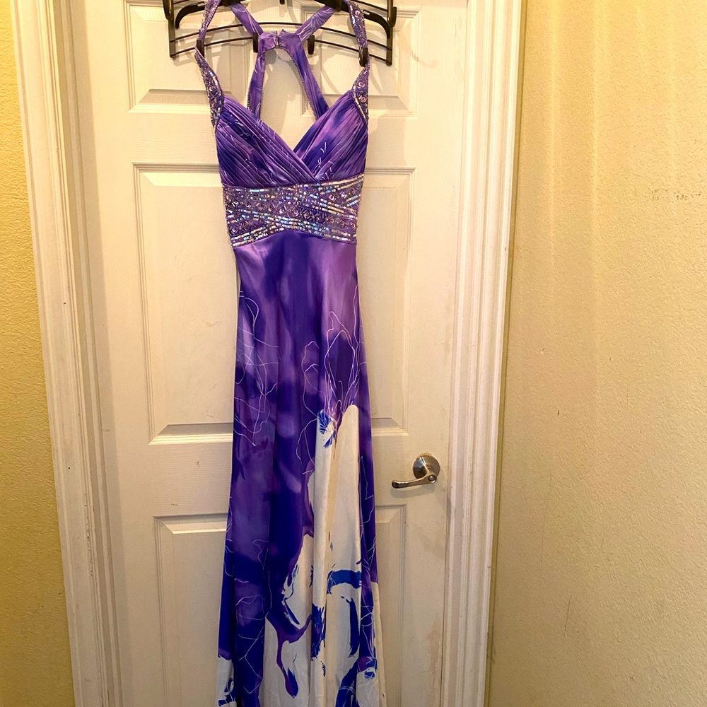 Gorgeous beaded long dress with scooped back